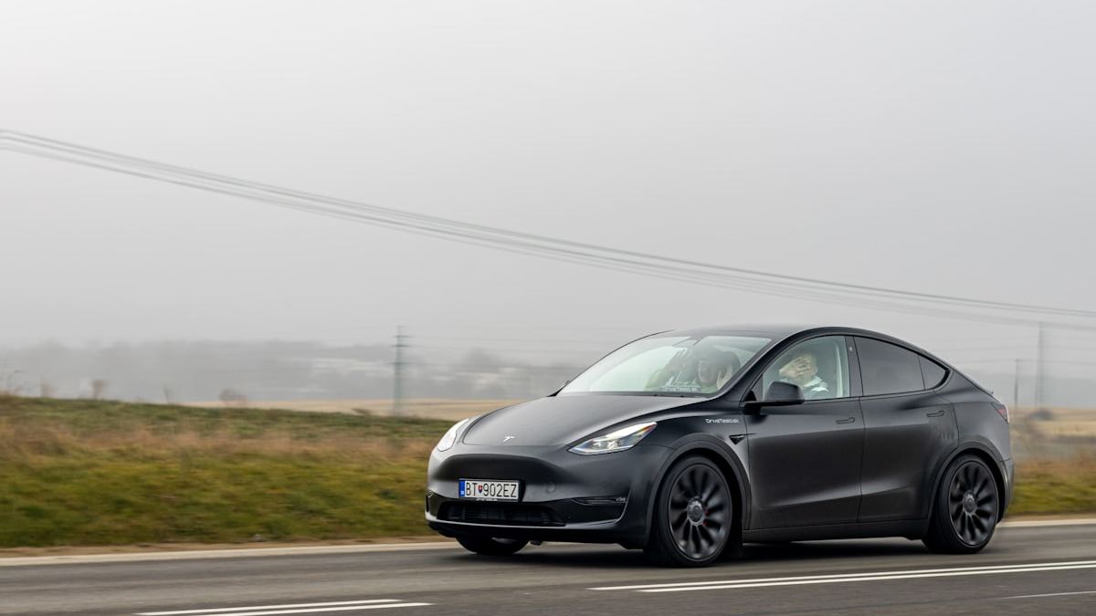 Tesla Model Y on the road